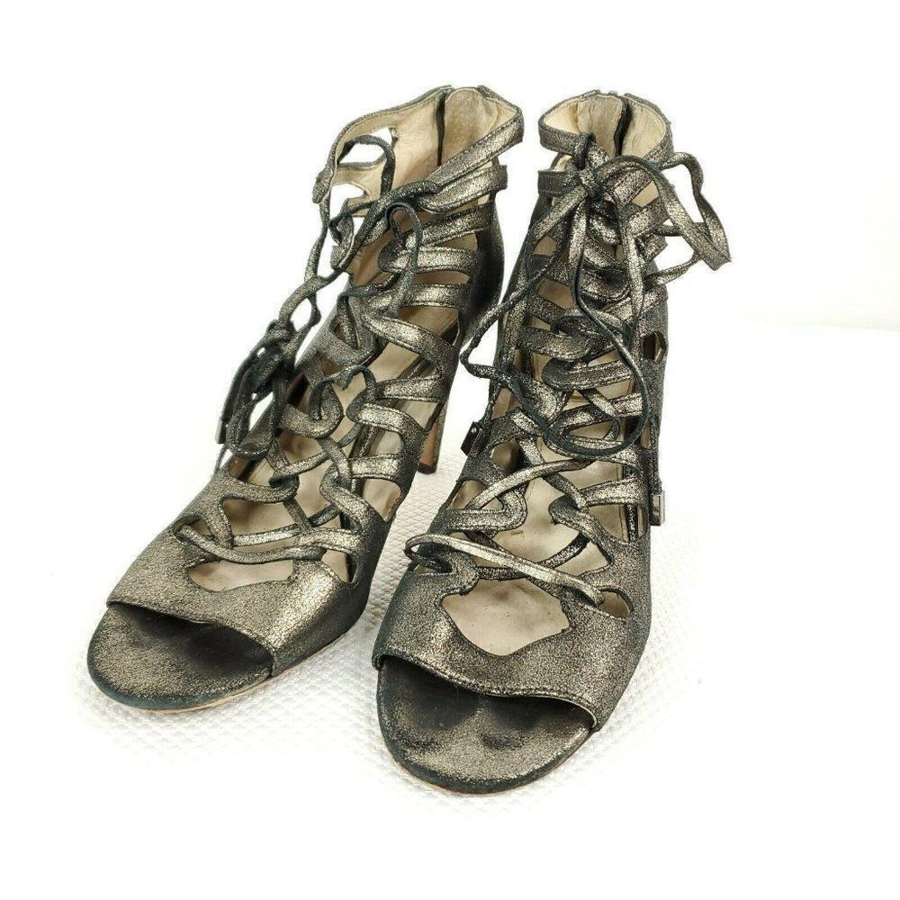 Louise Et Cie Kacy Women’s Metallic Leather Open Toe Caged Heels Size 8